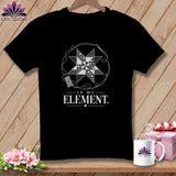 Black t-shirt with quilting design and text 