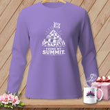 Lavender long-sleeve shirt with a quilt-themed 