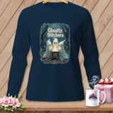 Dark blue long-sleeve shirt with 