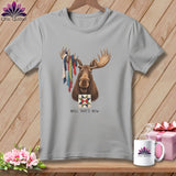 Gray t-shirt with moose graphic and 