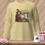 Witch with flashlight and ghost on patchwork, 
