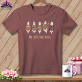T-shirt with five colorful patchwork ghosts and 
