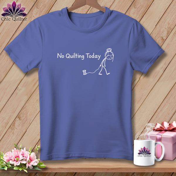 Purple t-shirt with white text and stick figure graphic.