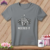 Grey t-shirt with stacked fabric pattern and 