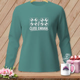 Teal long-sleeve shirt with quilting graphic and 