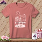 Pink t-shirt with sewing graphic and 