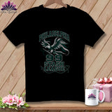 Black t-shirt featuring a green eagle graphic, the text 