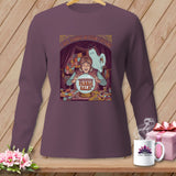 Fortune teller and ghost graphic with text 
