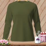 Olive green long-sleeve t-shirt with 