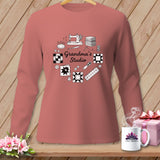 Long sleeve shirt with quilting motifs and 