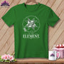 Green t-shirt with a quilt block design and "In My Element" text.