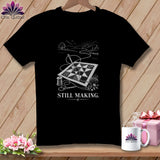 Black t-shirt with quilting motif and 