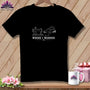 Black t-shirt with sewing machine, mountains, and "WHERE I WANDER." text.