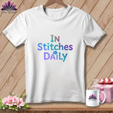White t-shirt with gradient text 