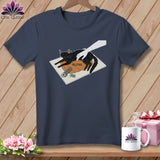Black cat sitting on a pumpkin with the word HELPING and sewing notions.