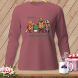 Long sleeve shirt with animals and text 