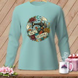 Light blue long-sleeve shirt with 