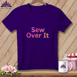 Purple t-shirt with pink and orange 