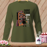 Long sleeve shirt with witch and skeleton graphic: 