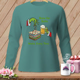 Grinch hands with beer and fabric, text 