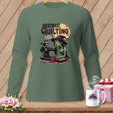 Zombie witch sewing with an owl under the 