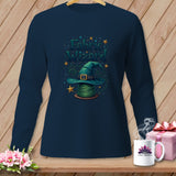Dark blue long-sleeve shirt with 