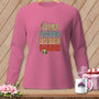 Pink long-sleeve shirt with needle, bobbin, and "HERE BOBBIN" text.