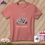 Quilting graphic with needle, thread, scissors and text 