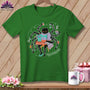 Green t-shirt with a spider sewing and holding coffee, text reads "MULTITASKING".