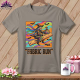 Witch on a ruler with a fabric bag, 