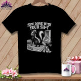 Black t-shirt with skunk sewing and text 