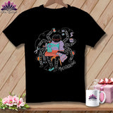 Spider sewing with multiple arms, coffee, and 