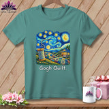 Teal t-shirt features a 