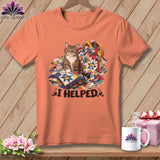 Tabby cat sits on stacked quilts with sewing scraps overflowing from basket and text 