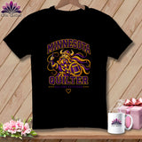 Black t-shirt featuring a Viking graphic with 