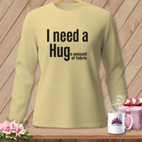 Light yellow long-sleeved shirt with black text reading 