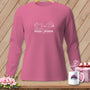 Pink long-sleeve shirt with "Where I Wander" and sewing machine design.
