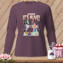 Long-sleeve shirt with "Franken-Stitch It's Alive!" and sewing machine graphic.