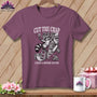 T-shirt graphic of a raccoon with rotary cutter and fabric rolls, "Cut the Crap I Have a Rotary Cutter" text.
