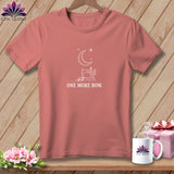 Coral t-shirt with sewing machine, moon, stars, and 