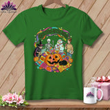 Green t-shirt featuring 