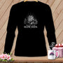 Black long-sleeve shirt with graphic: "Made for Slow Days" and a quilt design.