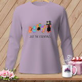 Ghosts holding sewing supplies with text 