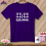 Purple t-shirt with quilting block graphics and 