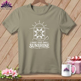 Tan t-shirt with white quilting graphic and 