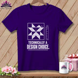 Purple t-shirt with a quilt block design and 