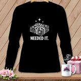Black long sleeve shirt with stacked fabric bundle graphic and 