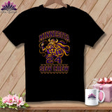 Black t-shirt featuring a cartoon viking, the text Minnesota 24 Sew Crew, and sewing-themed graphics.