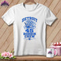 White t-shirt with blue graphic text reading Detroit 45 Bobbin Crew featuring a lion and spool of thread.