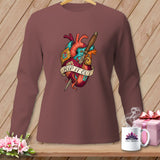 Long-sleeved shirt with anatomical heart and dagger graphic with 